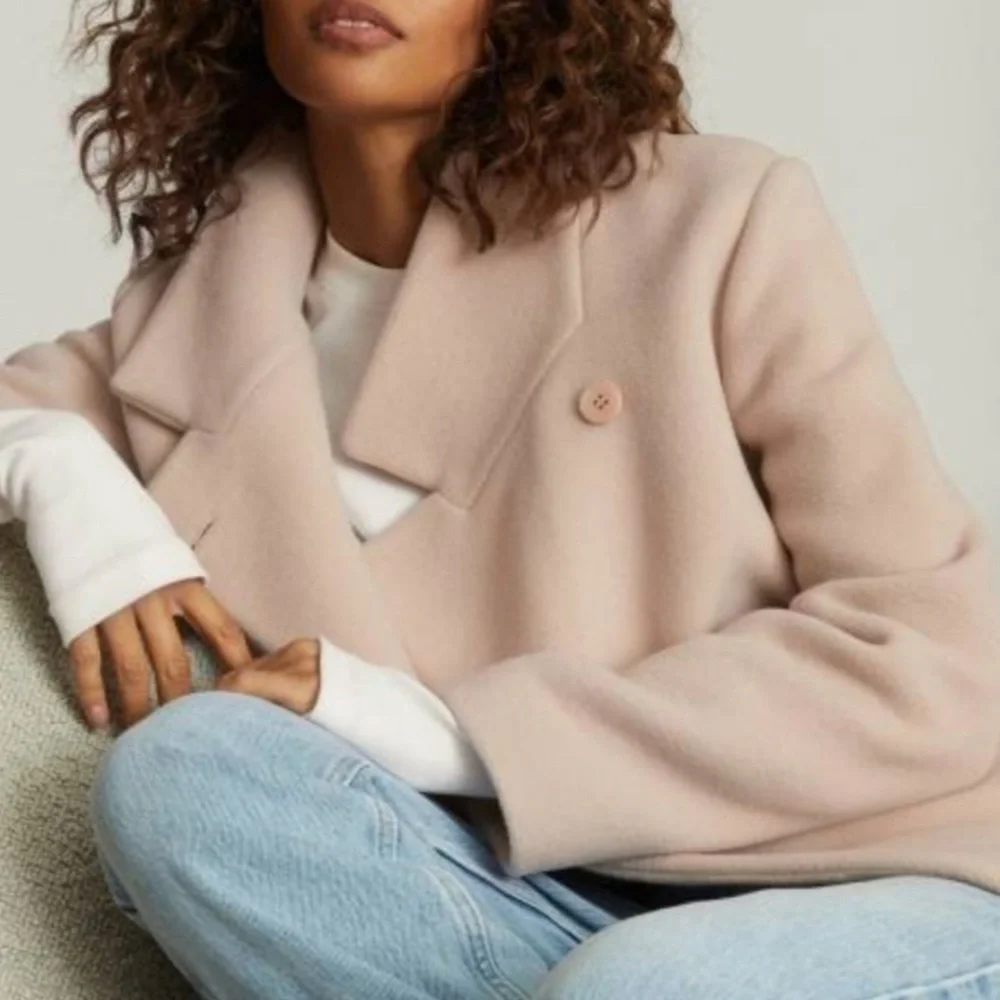 REISS Sicily Wool Blend High Collar Cocoon Coat - Picture 3 of 11